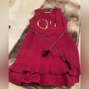 Karl Lagerfeld Burgundy Tweed Dress Size 14